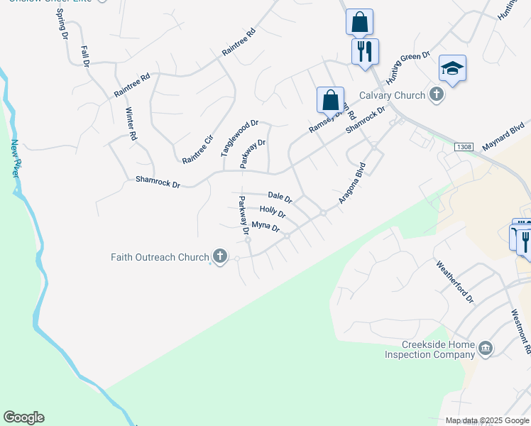 map of restaurants, bars, coffee shops, grocery stores, and more near 415 Holly Drive in Jacksonville