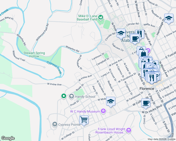 map of restaurants, bars, coffee shops, grocery stores, and more near 514 Campbell Circle in Florence