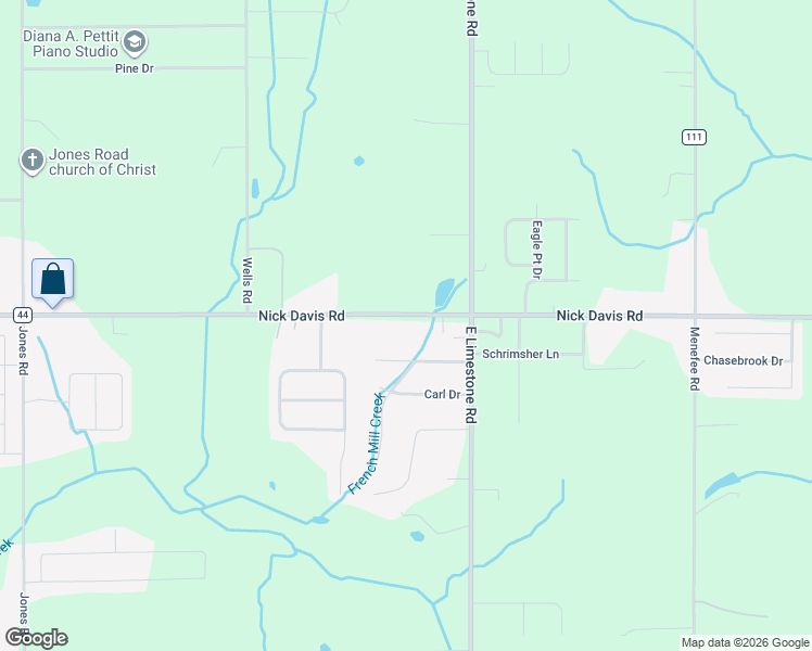 map of restaurants, bars, coffee shops, grocery stores, and more near 27358 Nick Davis Road in Athens