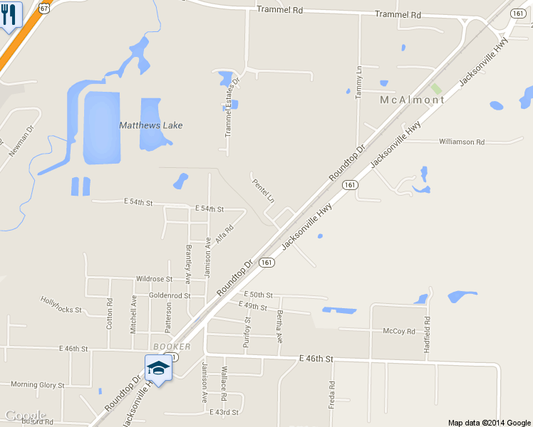 map of restaurants, bars, coffee shops, grocery stores, and more near 5305 Pentel Lane in North Little Rock