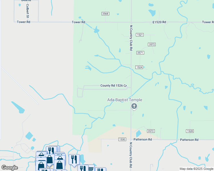 map of restaurants, bars, coffee shops, grocery stores, and more near 16842 1526 Court in Ada