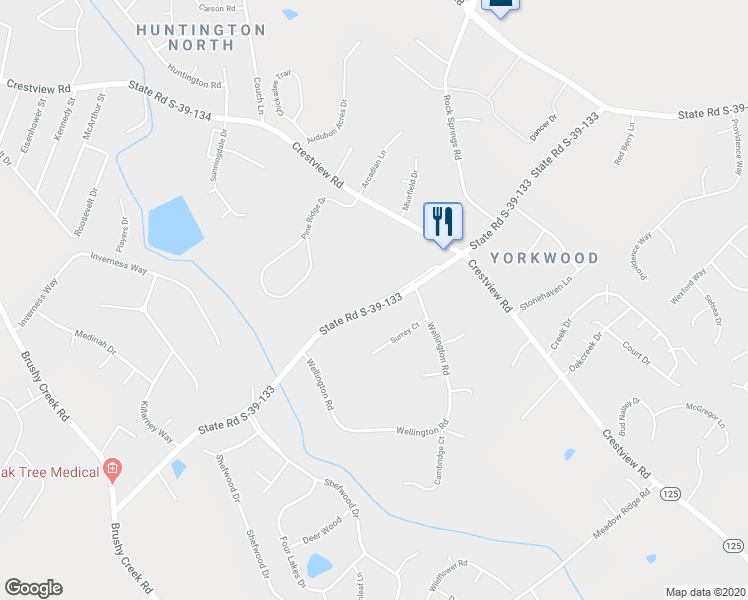 map of restaurants, bars, coffee shops, grocery stores, and more near 120 Pinnacle Lane in Easley