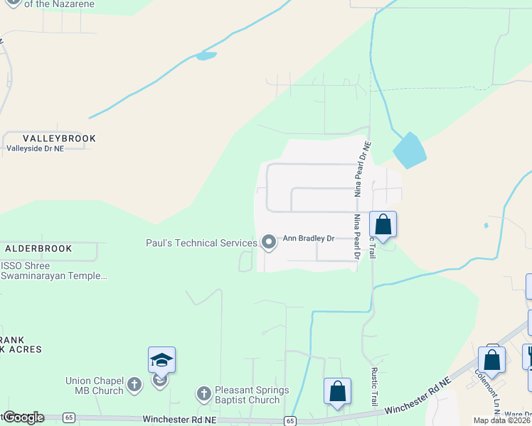 map of restaurants, bars, coffee shops, grocery stores, and more near 221 Frances Amelia Drive Northeast in Huntsville