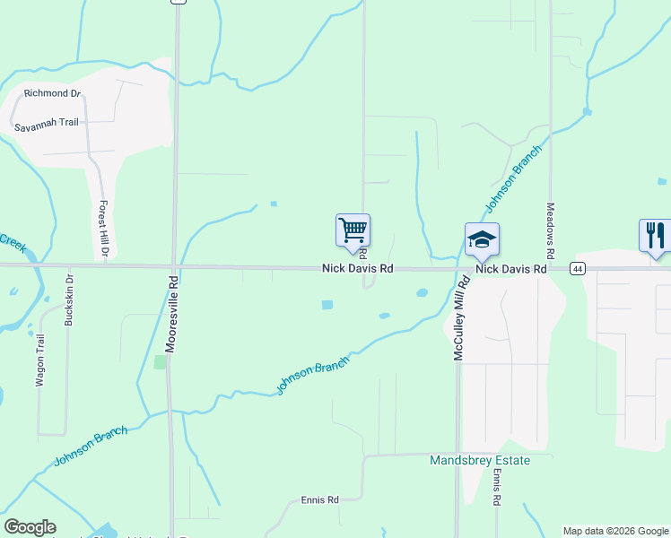 map of restaurants, bars, coffee shops, grocery stores, and more near 25475 Nick Davis Road in Athens