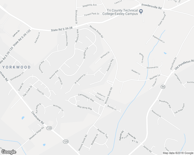 map of restaurants, bars, coffee shops, grocery stores, and more near 111 Rainfall Way in Easley