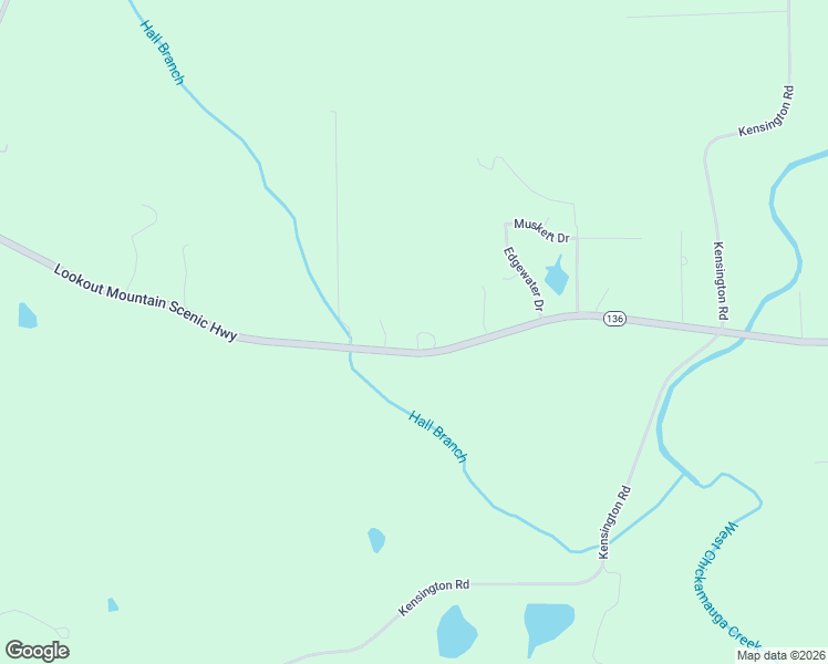 map of restaurants, bars, coffee shops, grocery stores, and more near 7480 Georgia 136 in Chickamauga