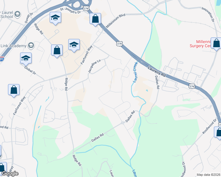 map of restaurants, bars, coffee shops, grocery stores, and more near 207 Thurgood Lane in Greenville
