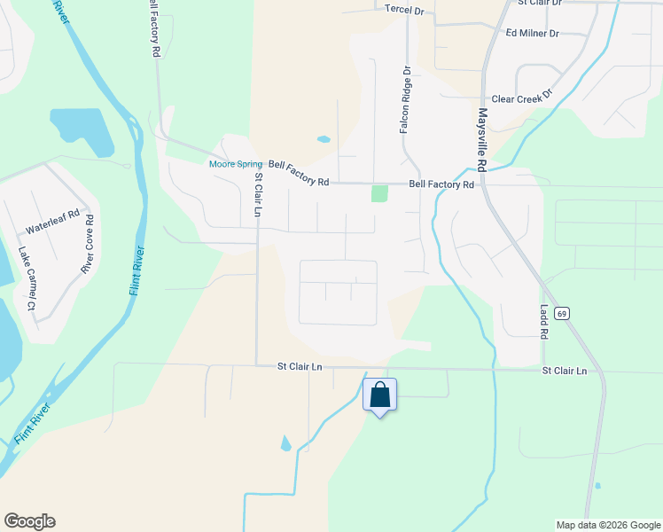 map of restaurants, bars, coffee shops, grocery stores, and more near 214 Dinner Tree Square in Huntsville