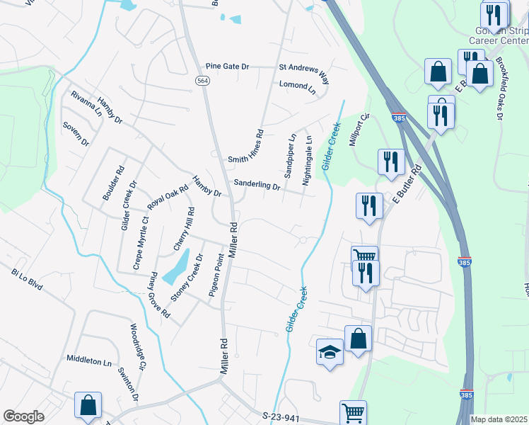 map of restaurants, bars, coffee shops, grocery stores, and more near 11 Tillman Court in Greenville