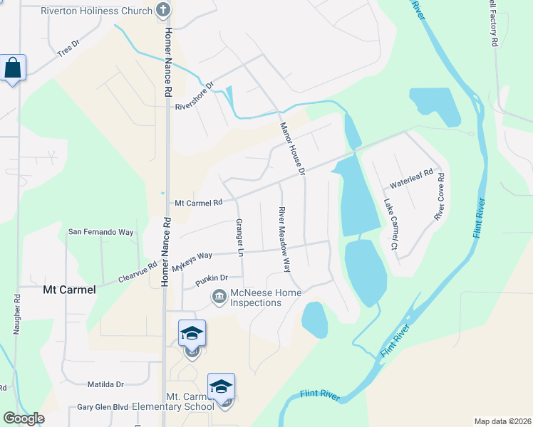 map of restaurants, bars, coffee shops, grocery stores, and more near 111 Ivy Green Lane in Huntsville