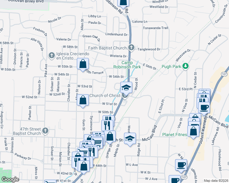 map of restaurants, bars, coffee shops, grocery stores, and more near 111 Farmere Cir in North Little Rock