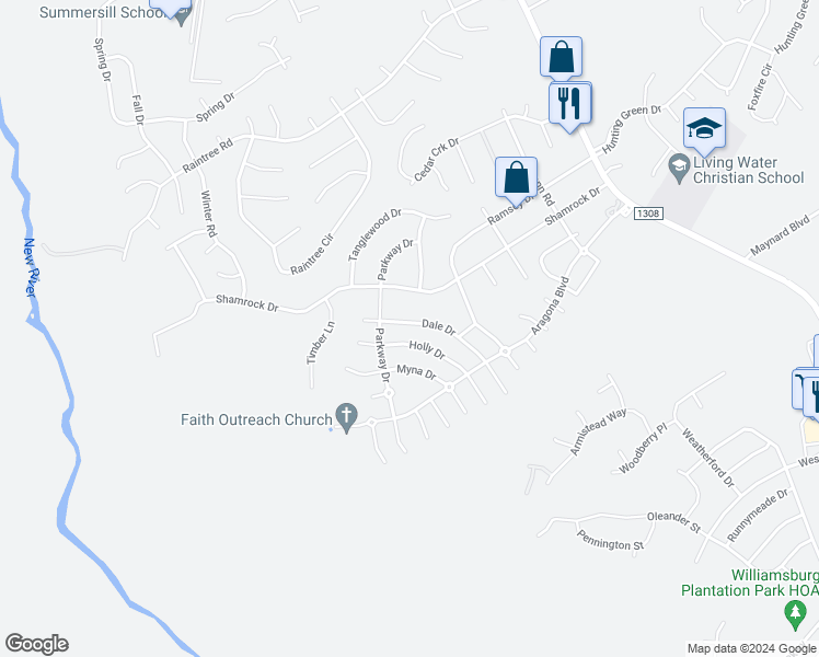 map of restaurants, bars, coffee shops, grocery stores, and more near 313 Dale Drive in Jacksonville