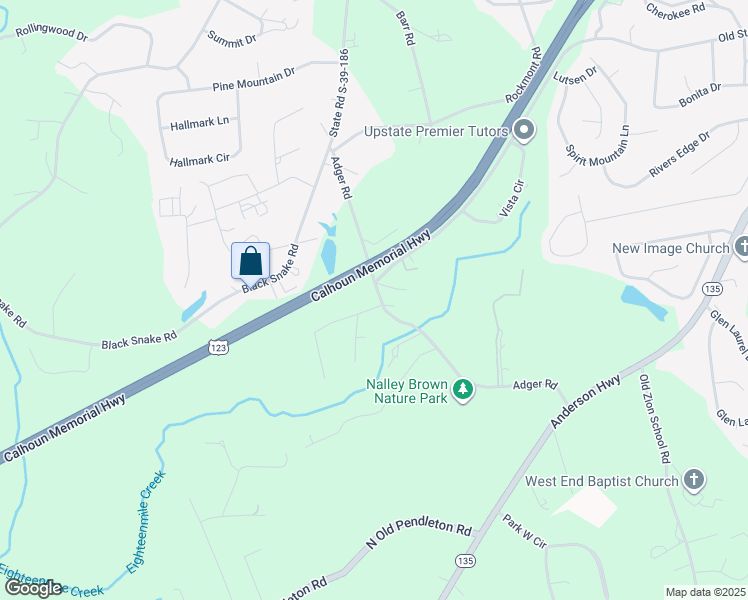 map of restaurants, bars, coffee shops, grocery stores, and more near 208 Adger Road in Easley