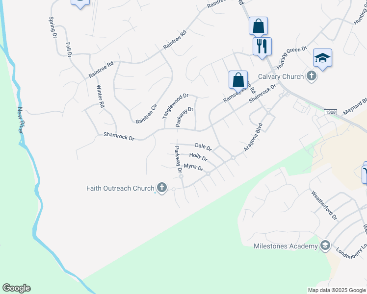map of restaurants, bars, coffee shops, grocery stores, and more near 424 Holly Drive in Jacksonville