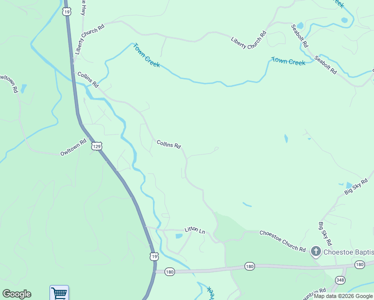 map of restaurants, bars, coffee shops, grocery stores, and more near 729 Collins Road in Blairsville