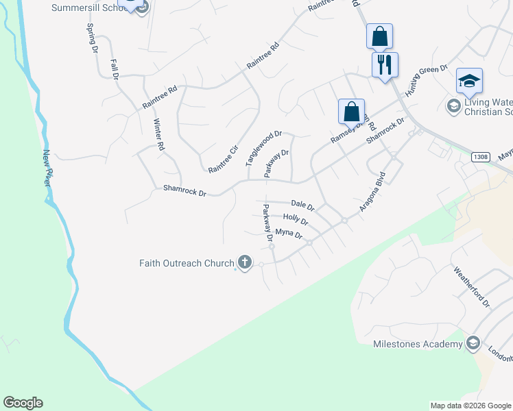 map of restaurants, bars, coffee shops, grocery stores, and more near 203 Dale Drive in Jacksonville