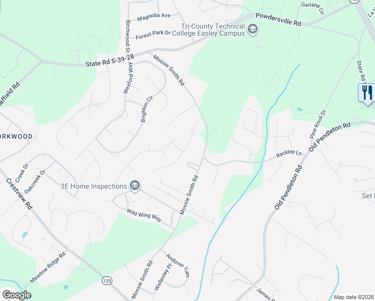 map of restaurants, bars, coffee shops, grocery stores, and more near 229 Edenberry Way in Easley