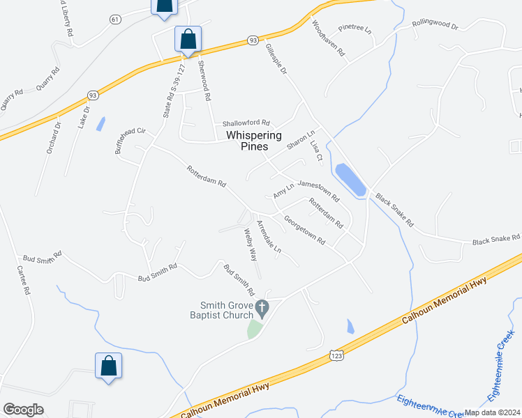 map of restaurants, bars, coffee shops, grocery stores, and more near 518 Rotterdam Road in Easley