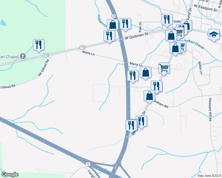 map of restaurants, bars, coffee shops, grocery stores, and more near 1711-1799 Curtis Drive in Iuka
