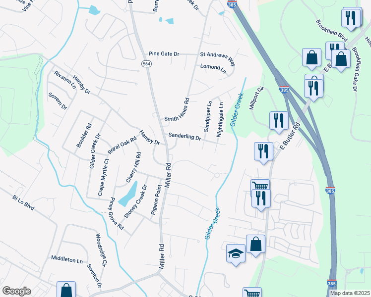 map of restaurants, bars, coffee shops, grocery stores, and more near 11 Tillman Court in Greenville