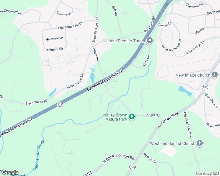 map of restaurants, bars, coffee shops, grocery stores, and more near 208 Adger Road in Easley