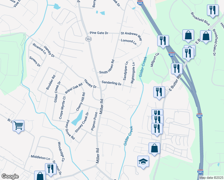 map of restaurants, bars, coffee shops, grocery stores, and more near 11 Tillman Court in Greenville