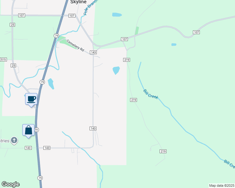 map of restaurants, bars, coffee shops, grocery stores, and more near 585 County Road 143 in Scottsboro