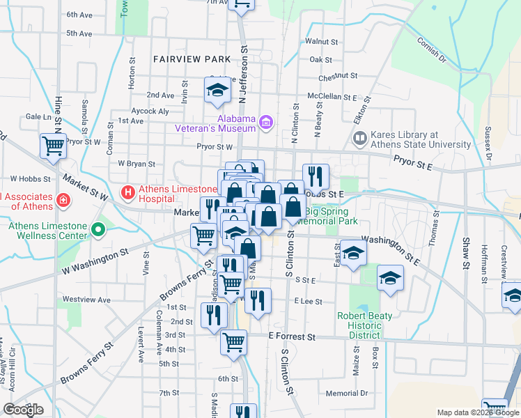 map of restaurants, bars, coffee shops, grocery stores, and more near in Athens