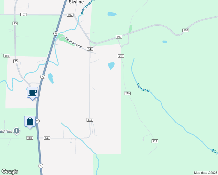 map of restaurants, bars, coffee shops, grocery stores, and more near 585 County Road 143 in Scottsboro