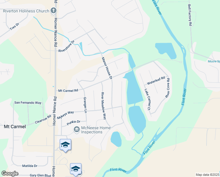 map of restaurants, bars, coffee shops, grocery stores, and more near 142 Manor House Drive in Huntsville