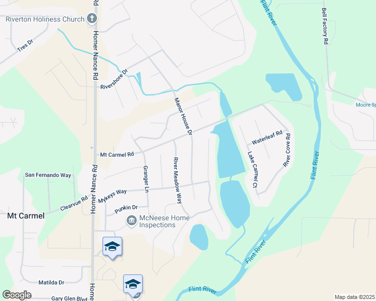 map of restaurants, bars, coffee shops, grocery stores, and more near 142 Manor House Drive in Huntsville