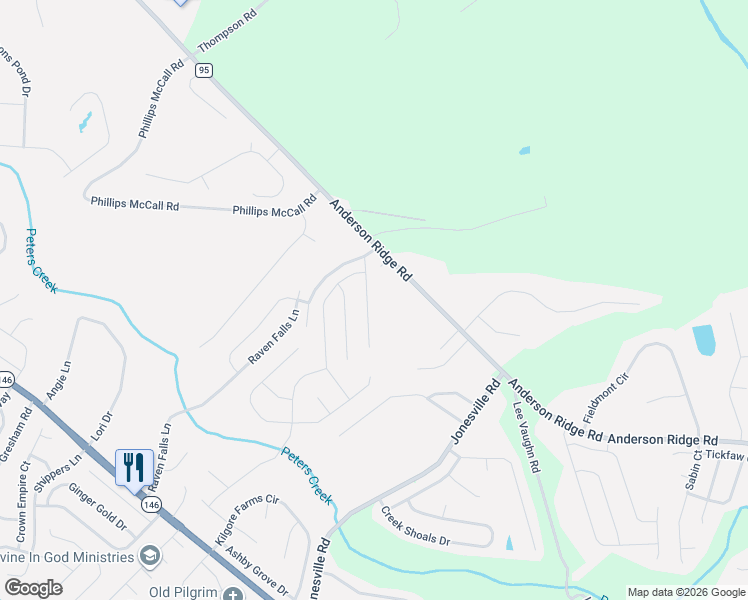 map of restaurants, bars, coffee shops, grocery stores, and more near 203 Peters Glenn Court in Simpsonville