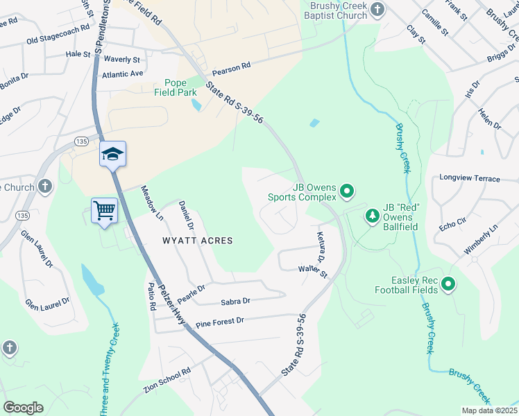 map of restaurants, bars, coffee shops, grocery stores, and more near 145 Thalia Lane in Easley