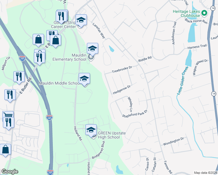 map of restaurants, bars, coffee shops, grocery stores, and more near 224 Hardwood Road in Greenville