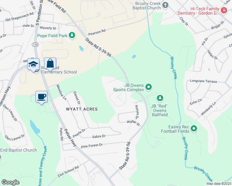 map of restaurants, bars, coffee shops, grocery stores, and more near 220 Springfield Circle in Easley