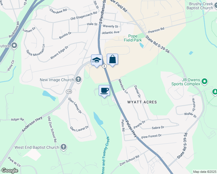 map of restaurants, bars, coffee shops, grocery stores, and more near in Easley