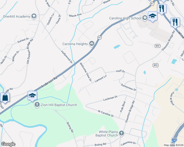 map of restaurants, bars, coffee shops, grocery stores, and more near 15 Stevenson Lane in Greenville