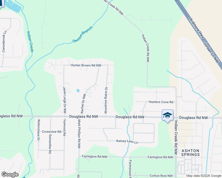 map of restaurants, bars, coffee shops, grocery stores, and more near 117 Woodrow Balch Drive in Huntsville