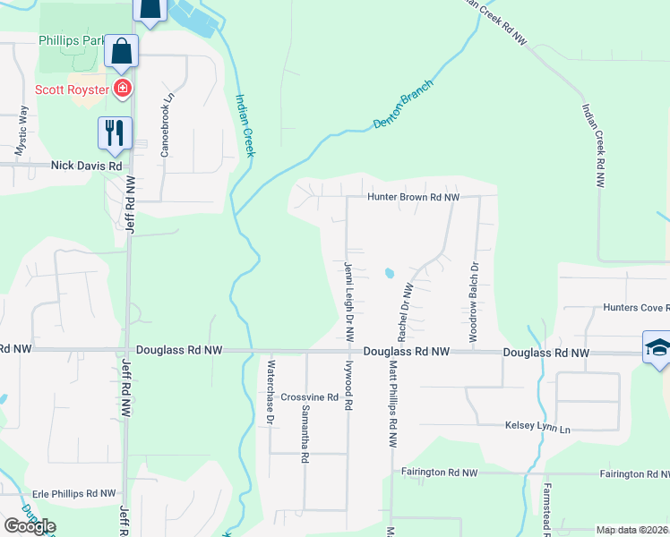 map of restaurants, bars, coffee shops, grocery stores, and more near 114 Jenni Leigh Drive Northwest in Huntsville