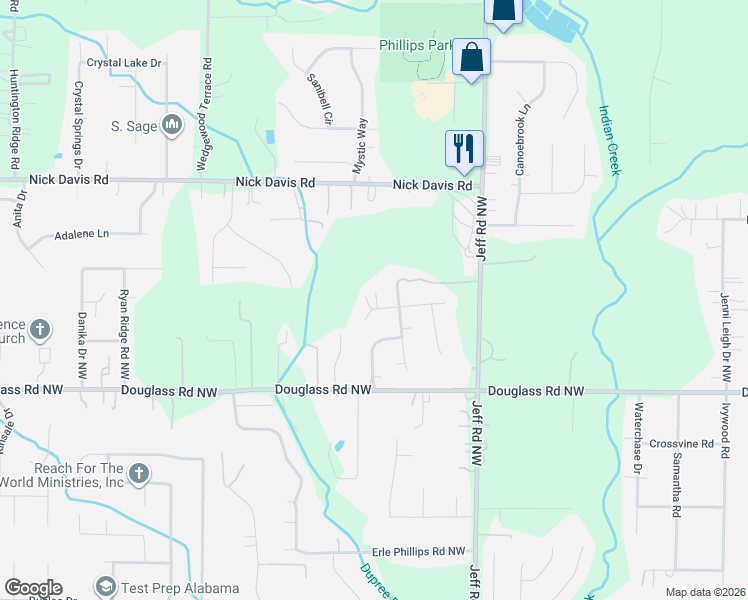 map of restaurants, bars, coffee shops, grocery stores, and more near 217 Double Oak Drive in Huntsville