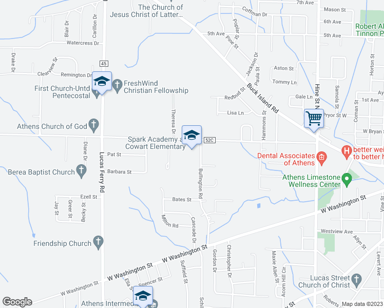 map of restaurants, bars, coffee shops, grocery stores, and more near 1701 West Hobbs Street in Athens