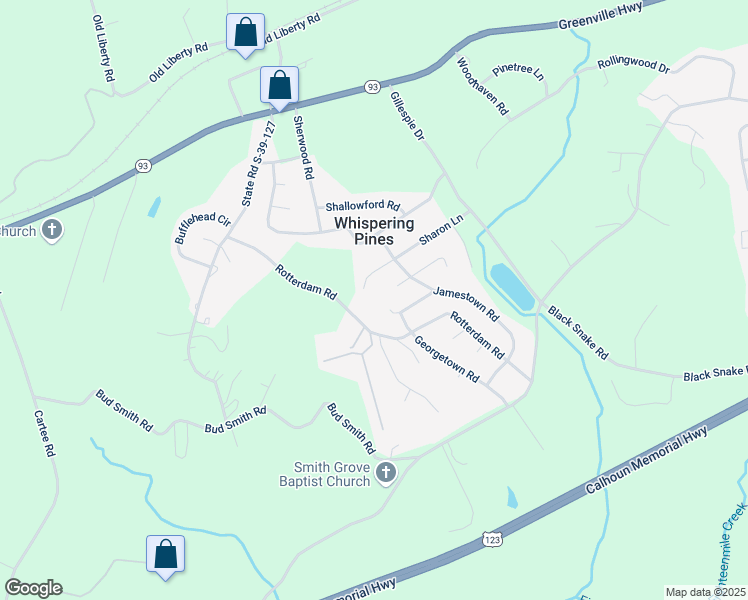 map of restaurants, bars, coffee shops, grocery stores, and more near 318 Sharon Lane in Easley