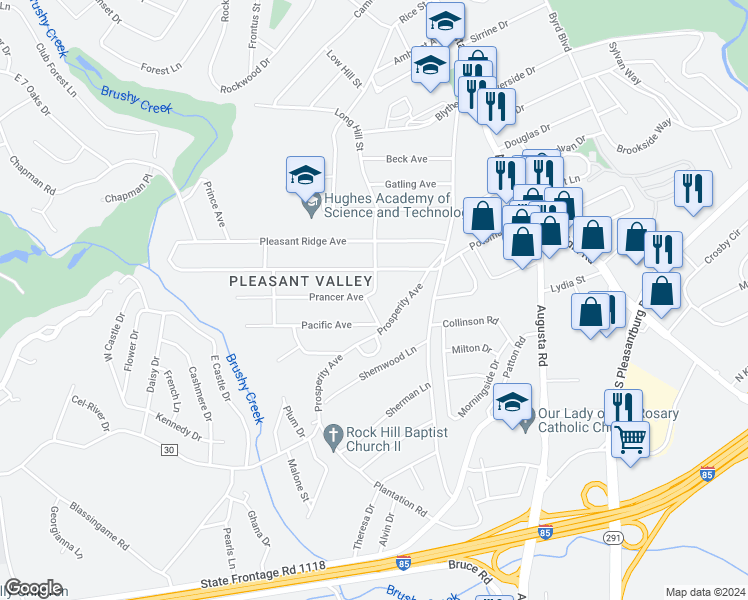 map of restaurants, bars, coffee shops, grocery stores, and more near 1 Phoenix Avenue in Greenville