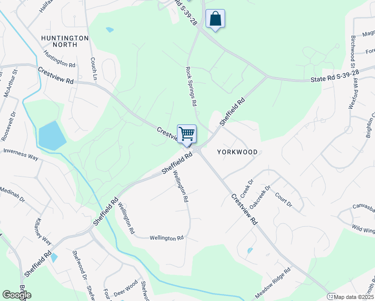 map of restaurants, bars, coffee shops, grocery stores, and more near 1350 Crestview Road in Easley