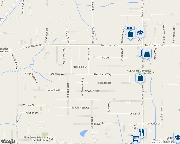 map of restaurants, bars, coffee shops, grocery stores, and more near 127 Suddith Lane in Harvest