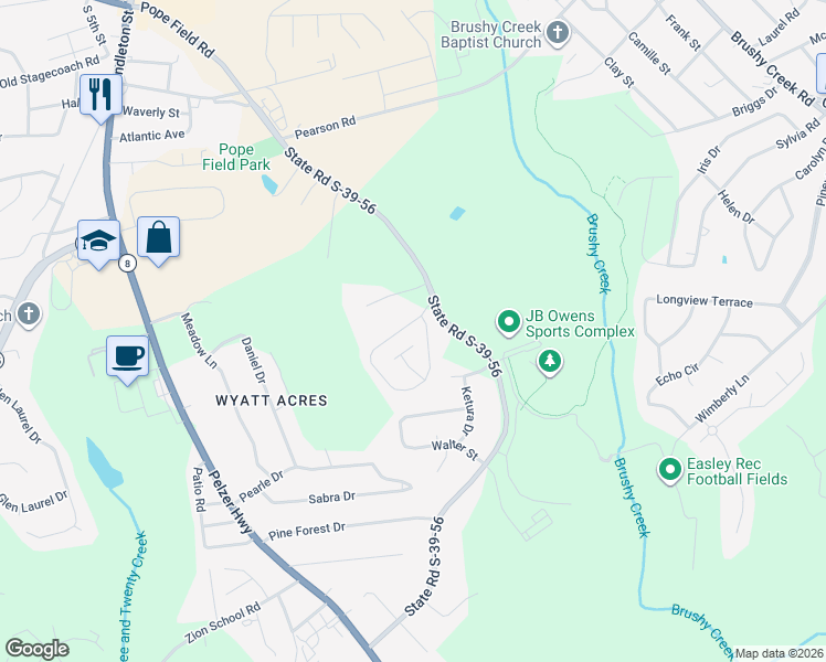 map of restaurants, bars, coffee shops, grocery stores, and more near 328 Springfield Circle in Easley