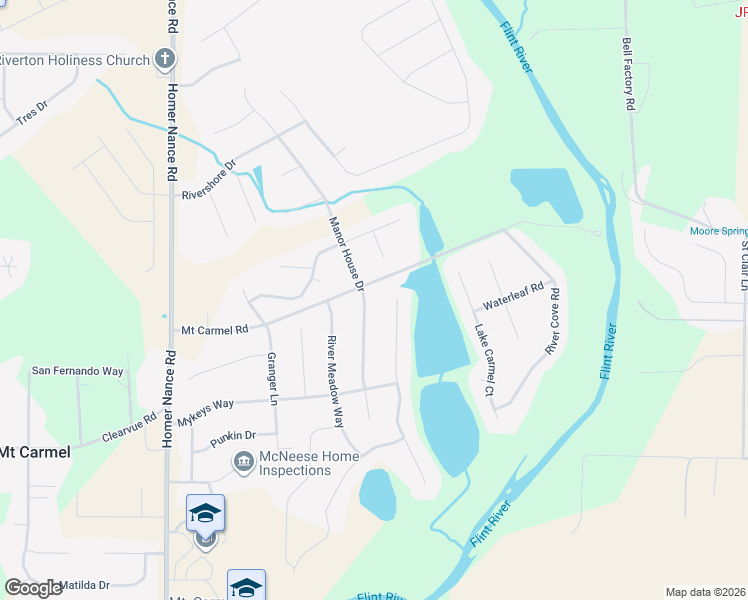 map of restaurants, bars, coffee shops, grocery stores, and more near 106 Break Water Drive in Huntsville
