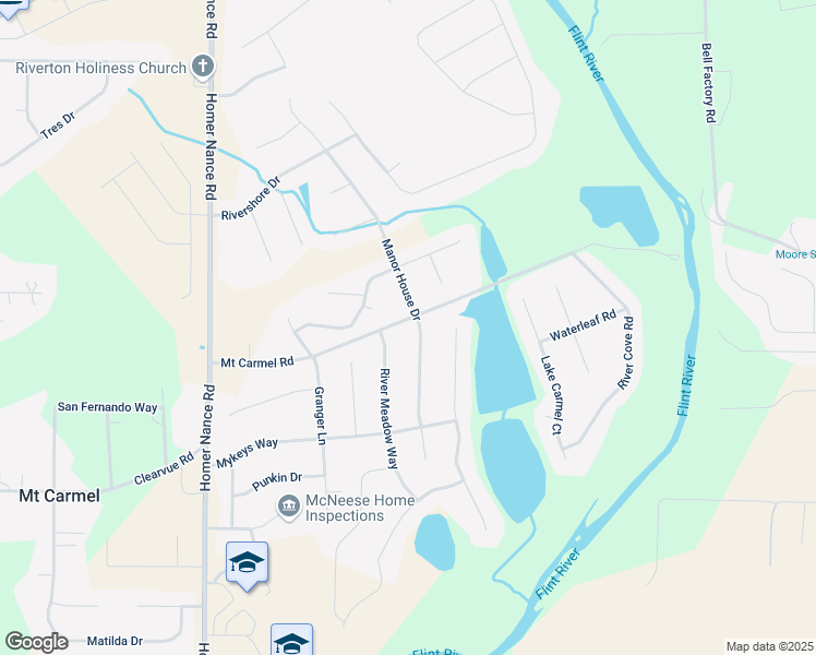 map of restaurants, bars, coffee shops, grocery stores, and more near 142 Manor House Drive in Huntsville