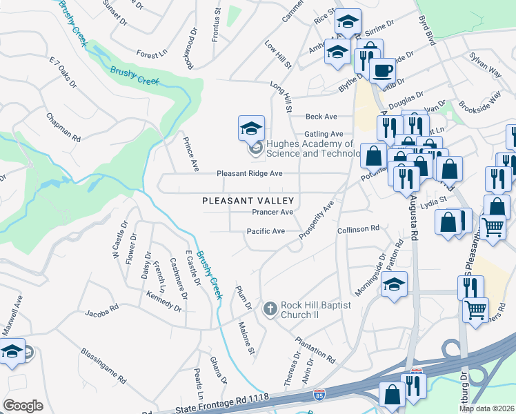 map of restaurants, bars, coffee shops, grocery stores, and more near 20 Prancer Avenue in Greenville