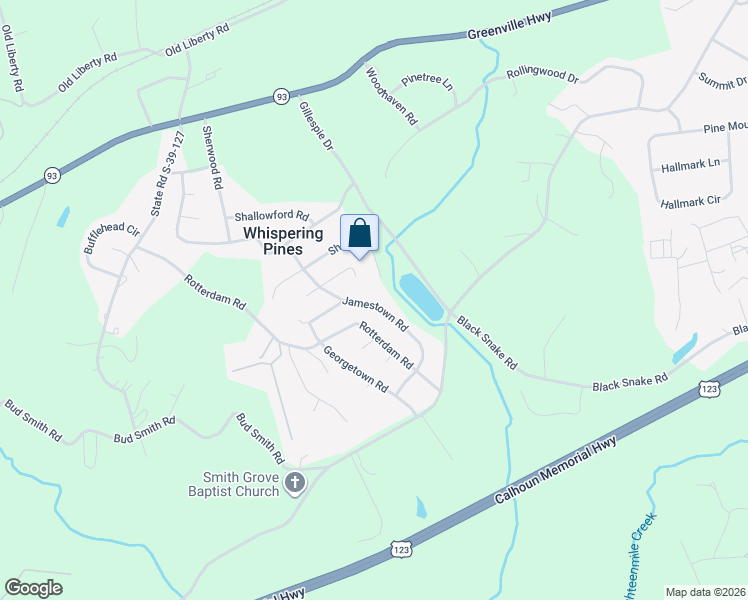 map of restaurants, bars, coffee shops, grocery stores, and more near 309 Jamestown Road in Easley